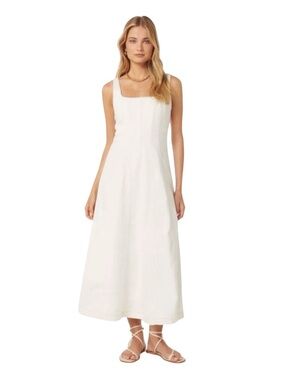 Ever New Amelia Denim Dress Porcelain  Cream Midi Size 8